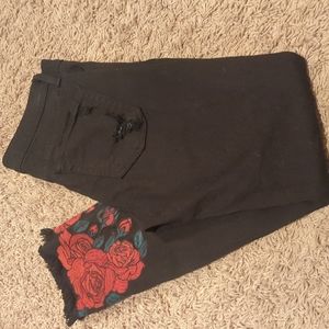 FINAL PRICE SALE! Flying Monkey Black Distressed Skinny Jeans Buckle rose detail